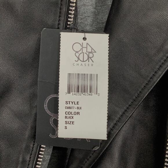 Chaser Sz S Black Lamb Leather Motorcycle Biker Jacket Asymmetrical Zip HR1-6 - Picture 8 of 9